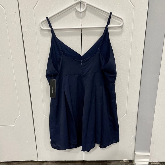 NWT Lulus Navy Blue Pleated Romper - Picture 3 of 14